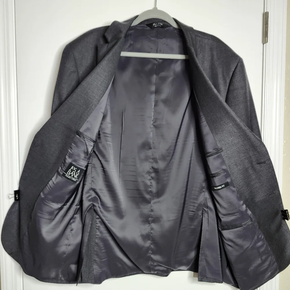 Jos A Bank 48R Charcoal Grey Traveler Blazer Suit Jacket Sport Coat Tailored Fit